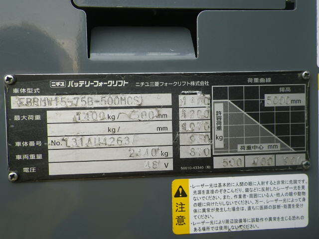 XE NÂNG ĐIỆN 1.5 TẤN ĐỨNG LÁI FBRMW15-75B-500MCS 131AH4263