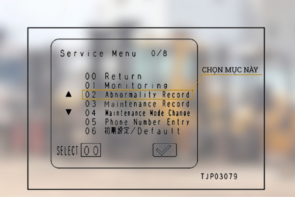 Chọn mục Abnormality record số 02