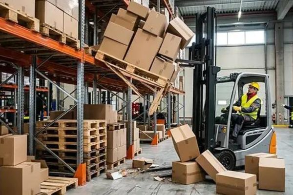 Thùng carton rơi từ kệ trong quá trình nâng